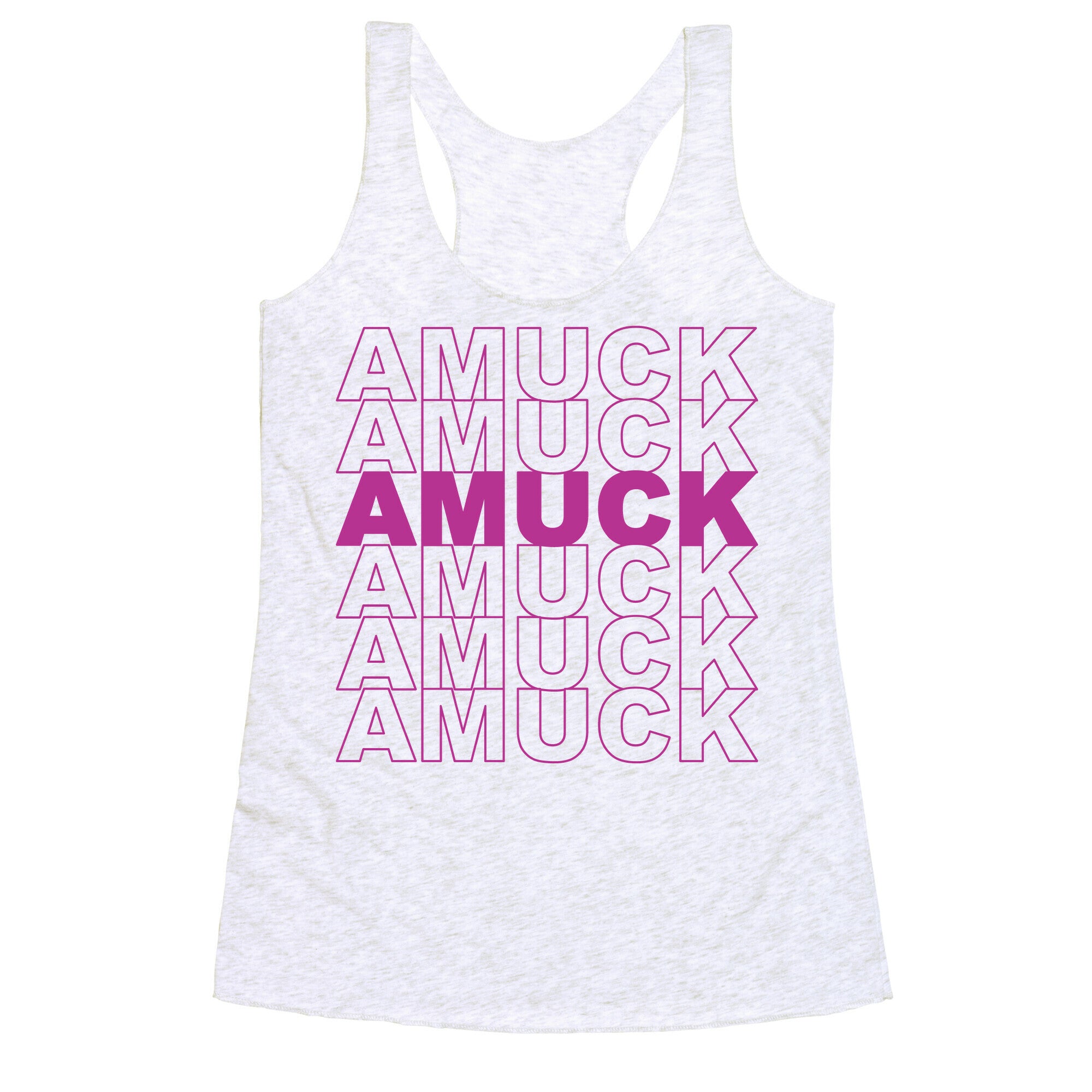 Amuck Amuck Amuck Thank You Hocus Pocus Parody White Print Racerback Tank